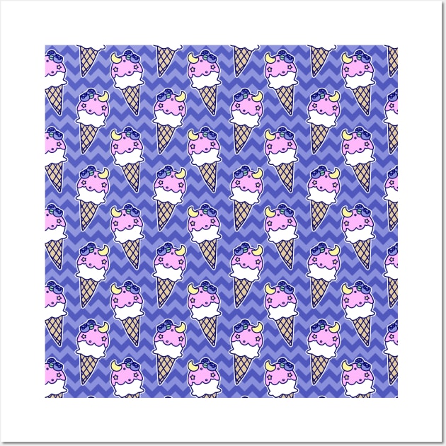 Blueberry Icecream Cone Chevron Pattern Wall Art by saradaboru